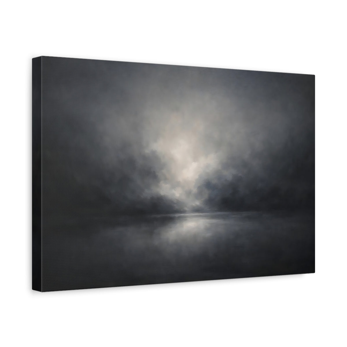 Side Mockup 4. Organic Abstract Dark Ash Minimal Gradient shown as stretched canvas wall art