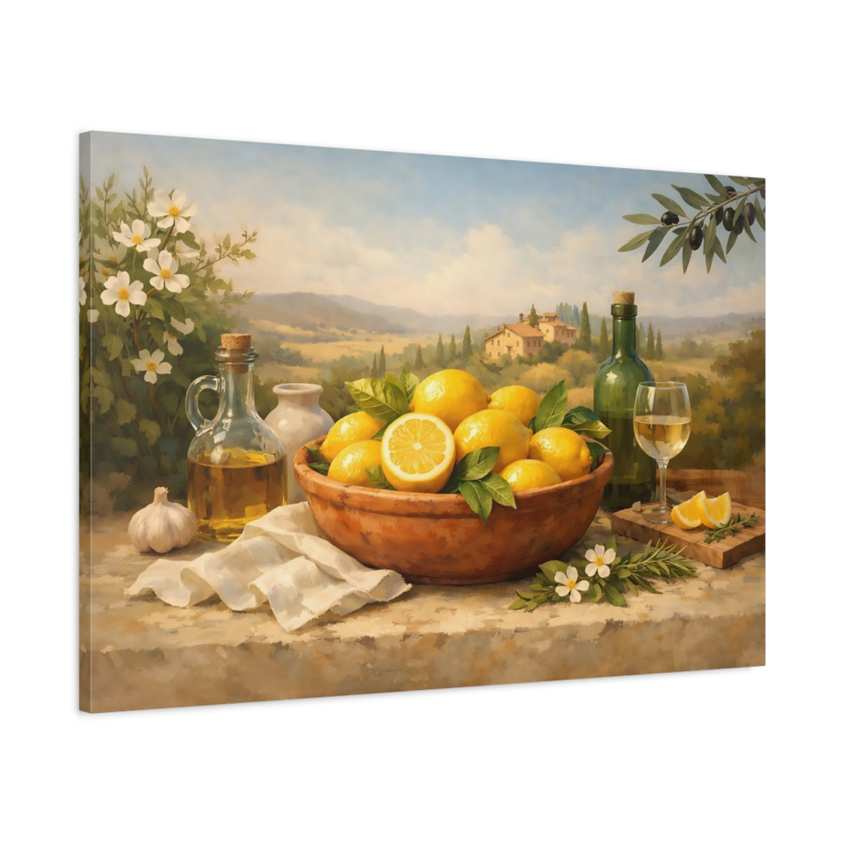 Boho Tuscan Lemons Nature - Canvas Wall Art Print