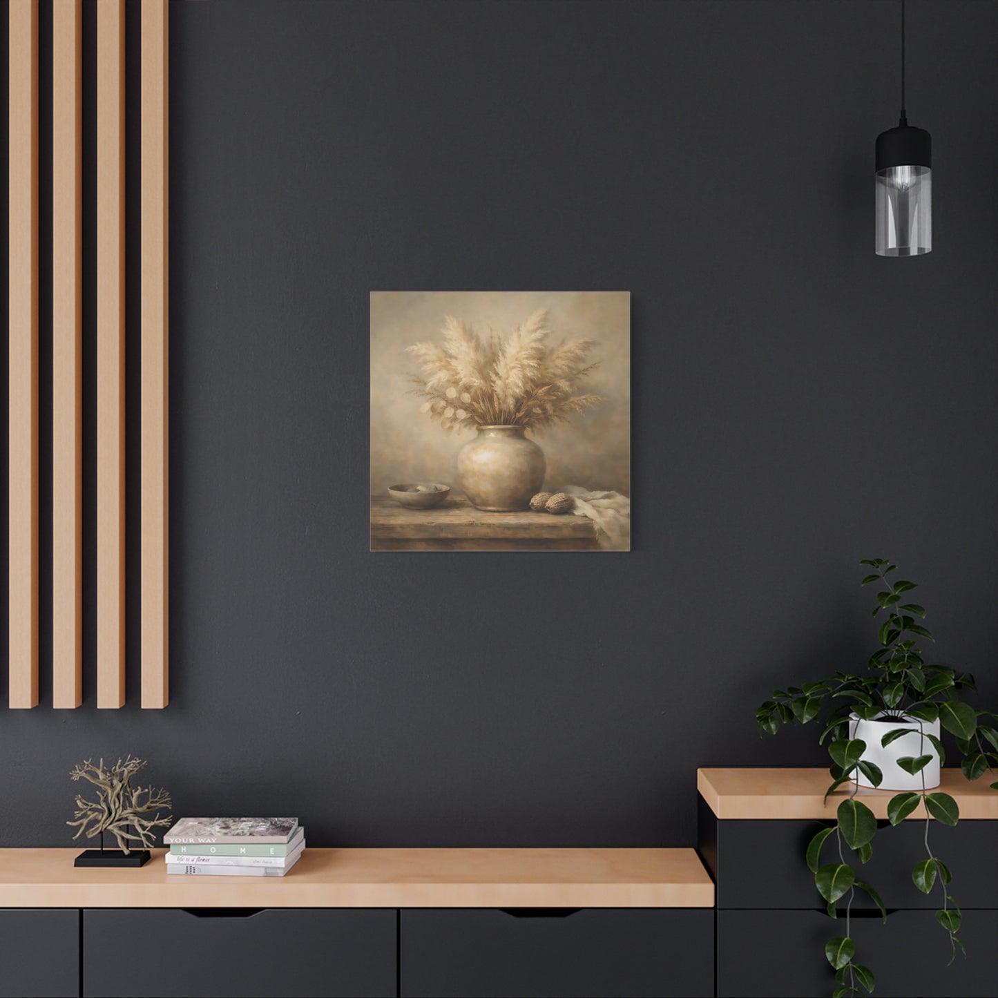Nature Pampas Grass Brown And Beige - Canvas Wall Art Print