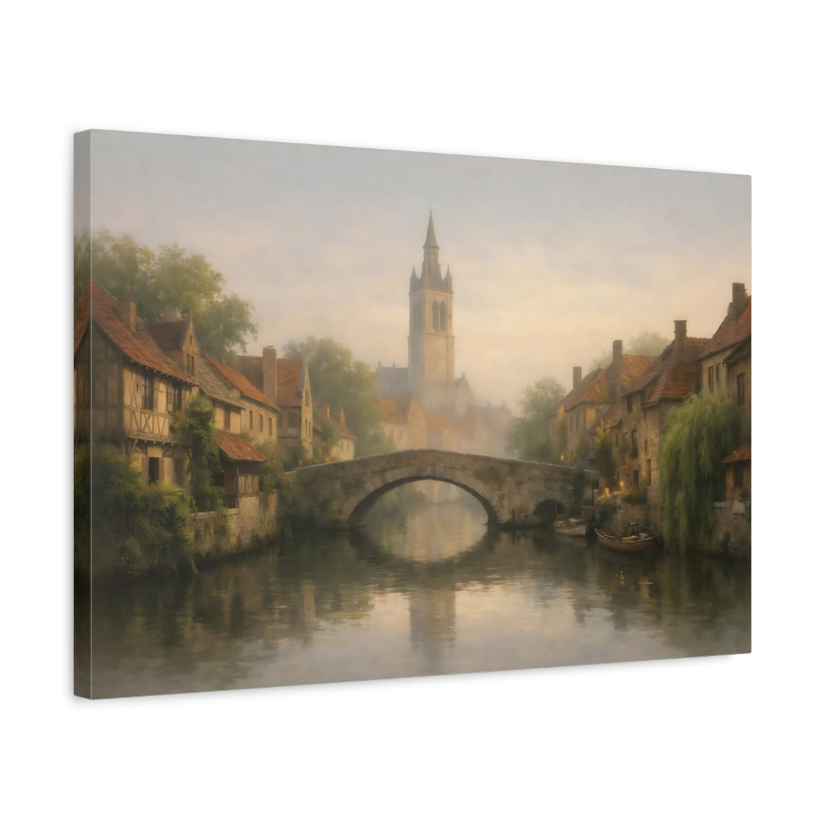 Nature Old Town Canal Fairytale - Canvas Wall Art Print
