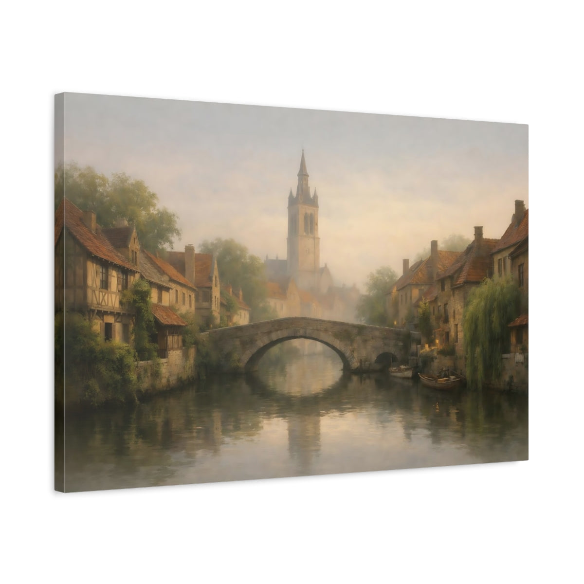 Nature Old Town Canal Fairytale - Canvas Wall Art Print