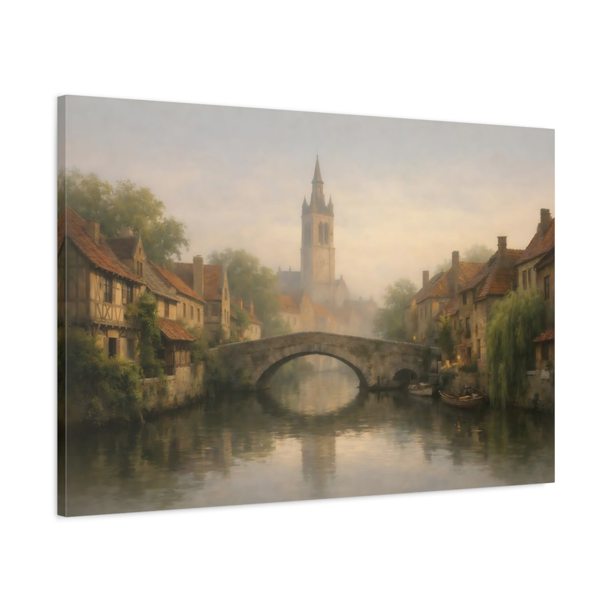 Nature Old Town Canal Fairytale - Canvas Wall Art Print