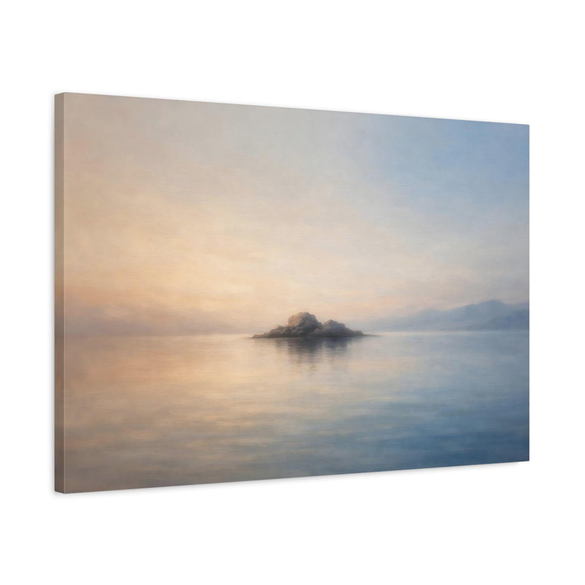 Side Mockup 2. Gradient Abstract Vast Space Minimal Subject Scene shown as stretched canvas wall art