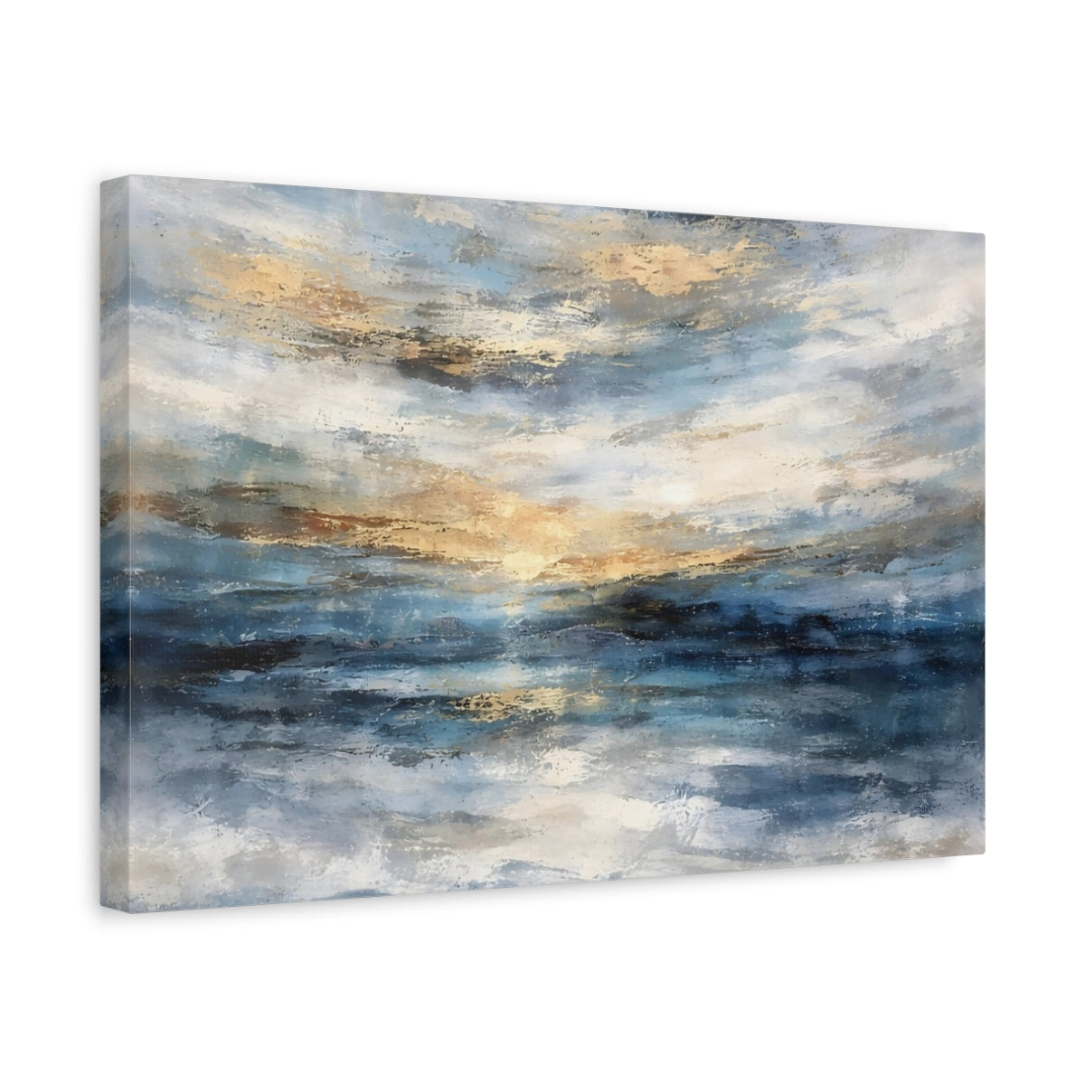 Nature Ocean Sunset Blue Gold Abstract - Canvas Wall Art Print