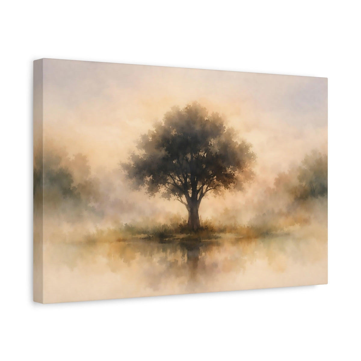 Watercolor Tree Silhouette Nature - Canvas Wall Art Print