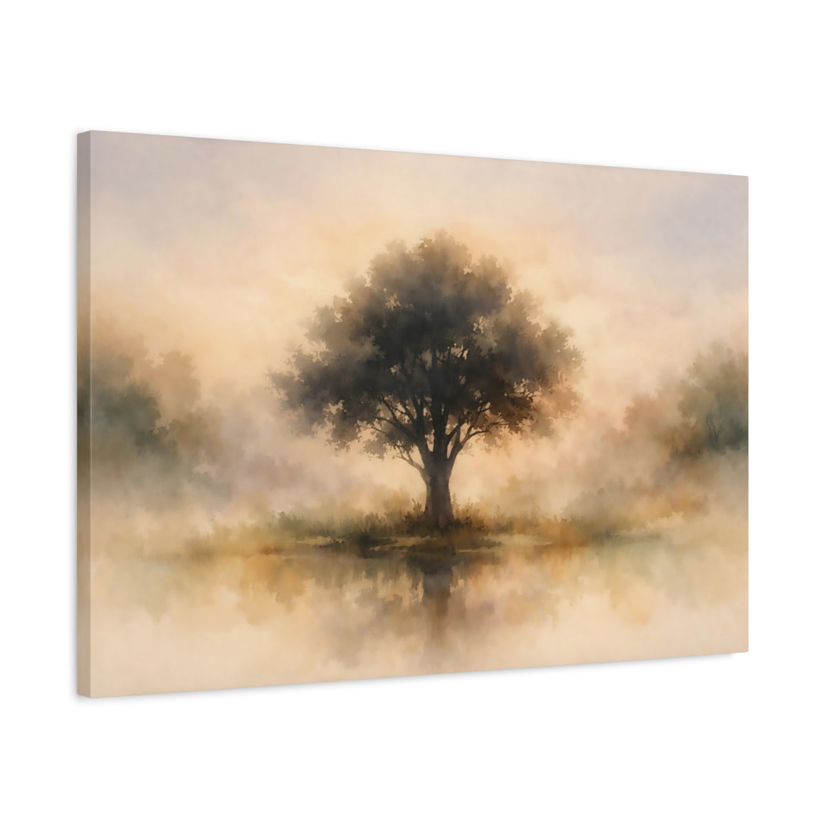 Watercolor Tree Silhouette Nature - Canvas Wall Art Print