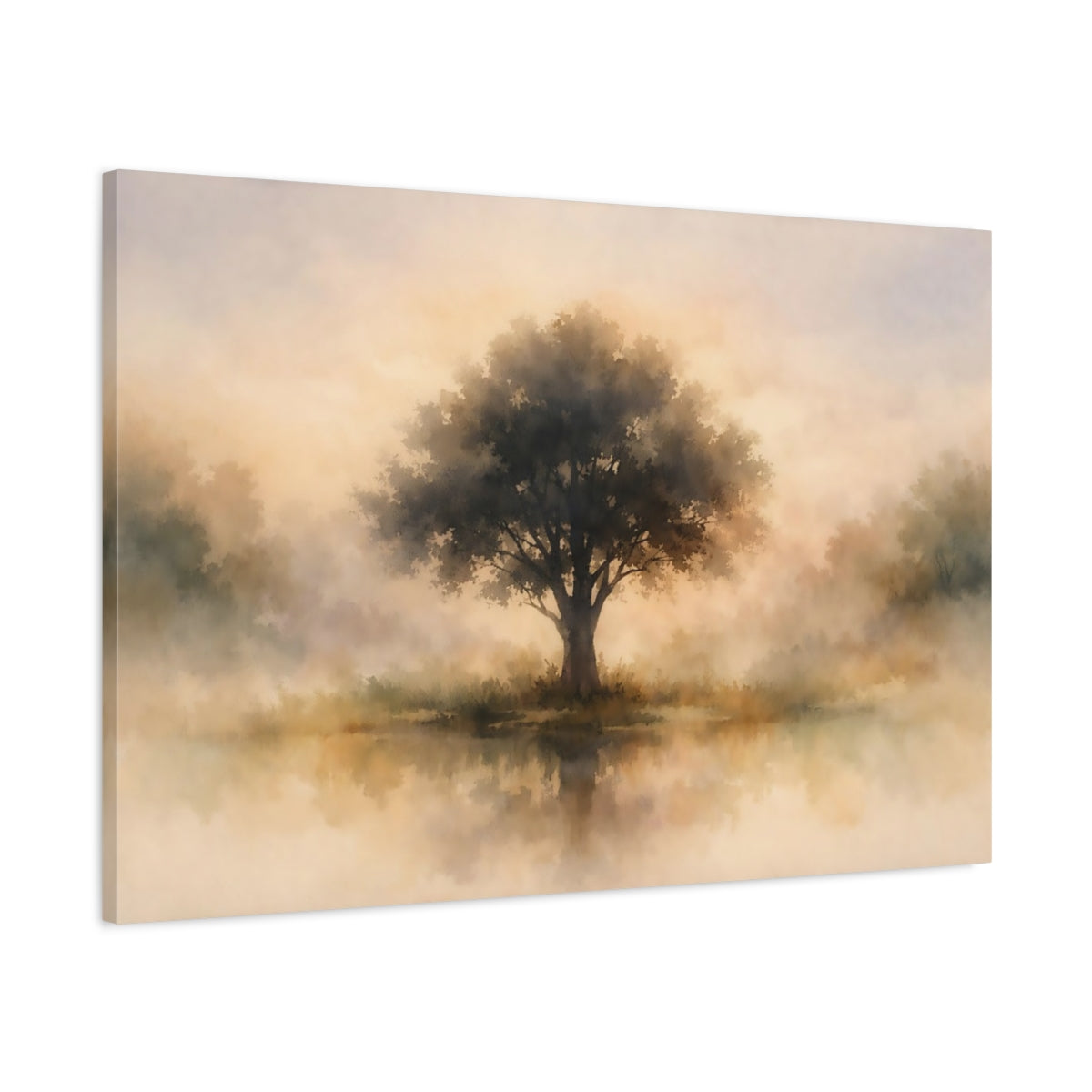 Watercolor Tree Silhouette Nature - Canvas Wall Art Print