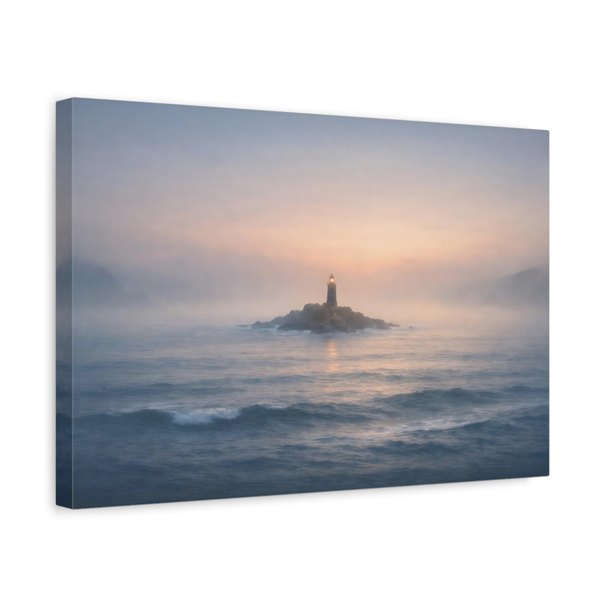Mist Depth Seascape Horizon Lighthouse Nature - Canvas Wall Art Print