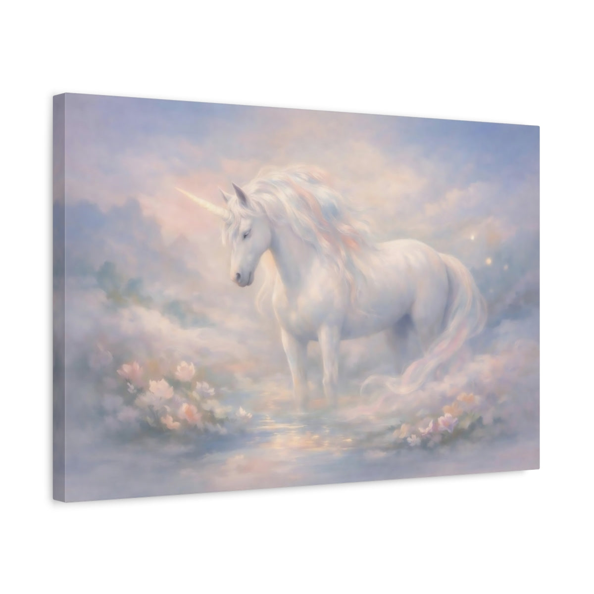 Fairytale Unicorn White Pastel - Canvas Wall Art Print