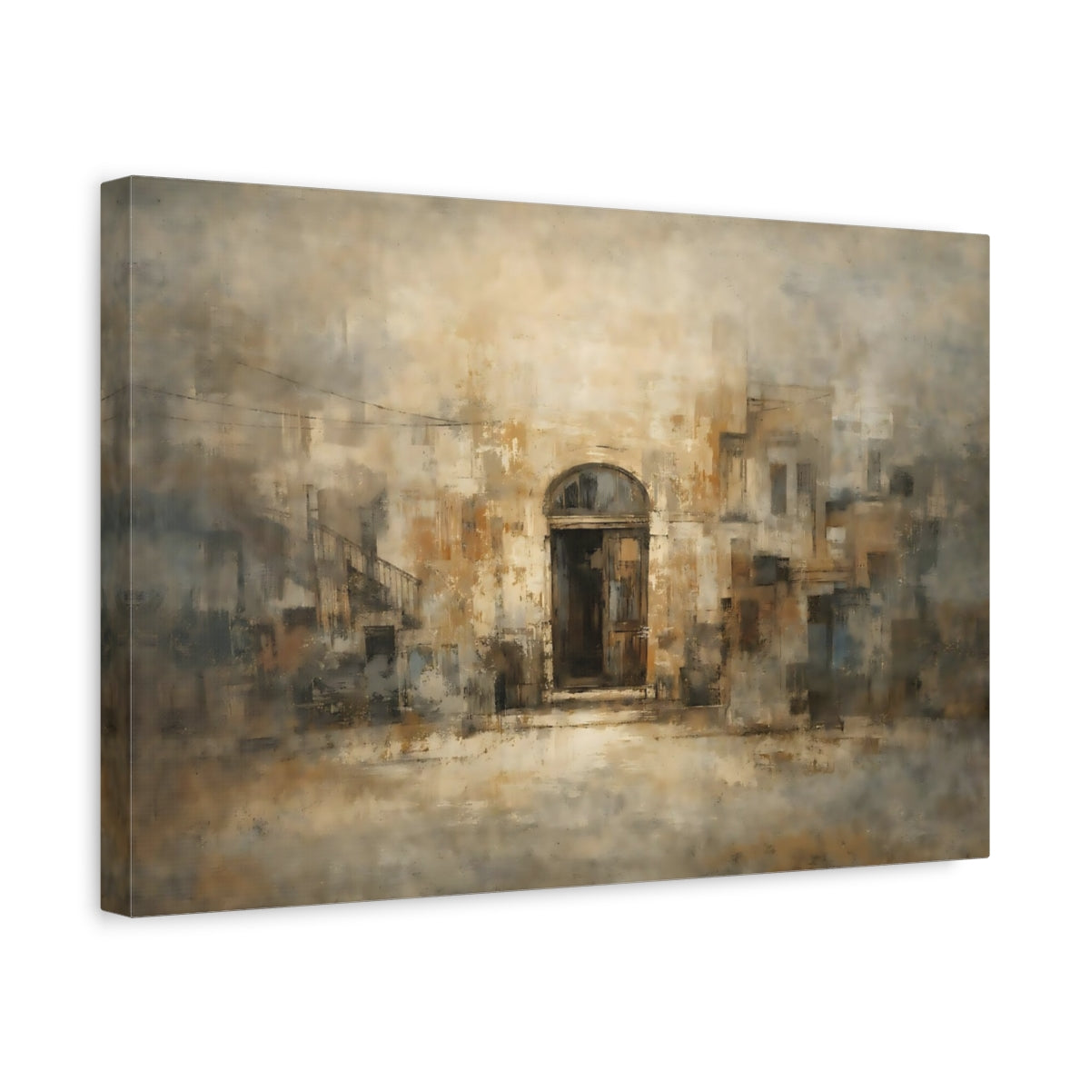 Abstract Old Building Brown And Beige - Canvas Wall Art Print