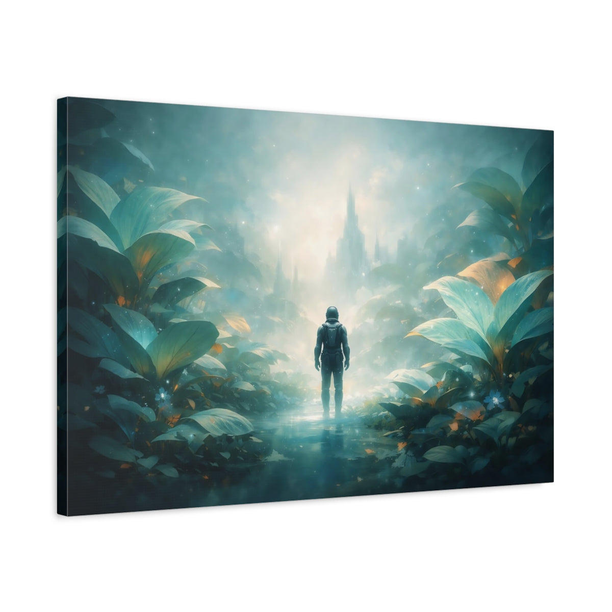 Science Fiction Leaves Garden Astronaut - Canvas Wall Art Print
