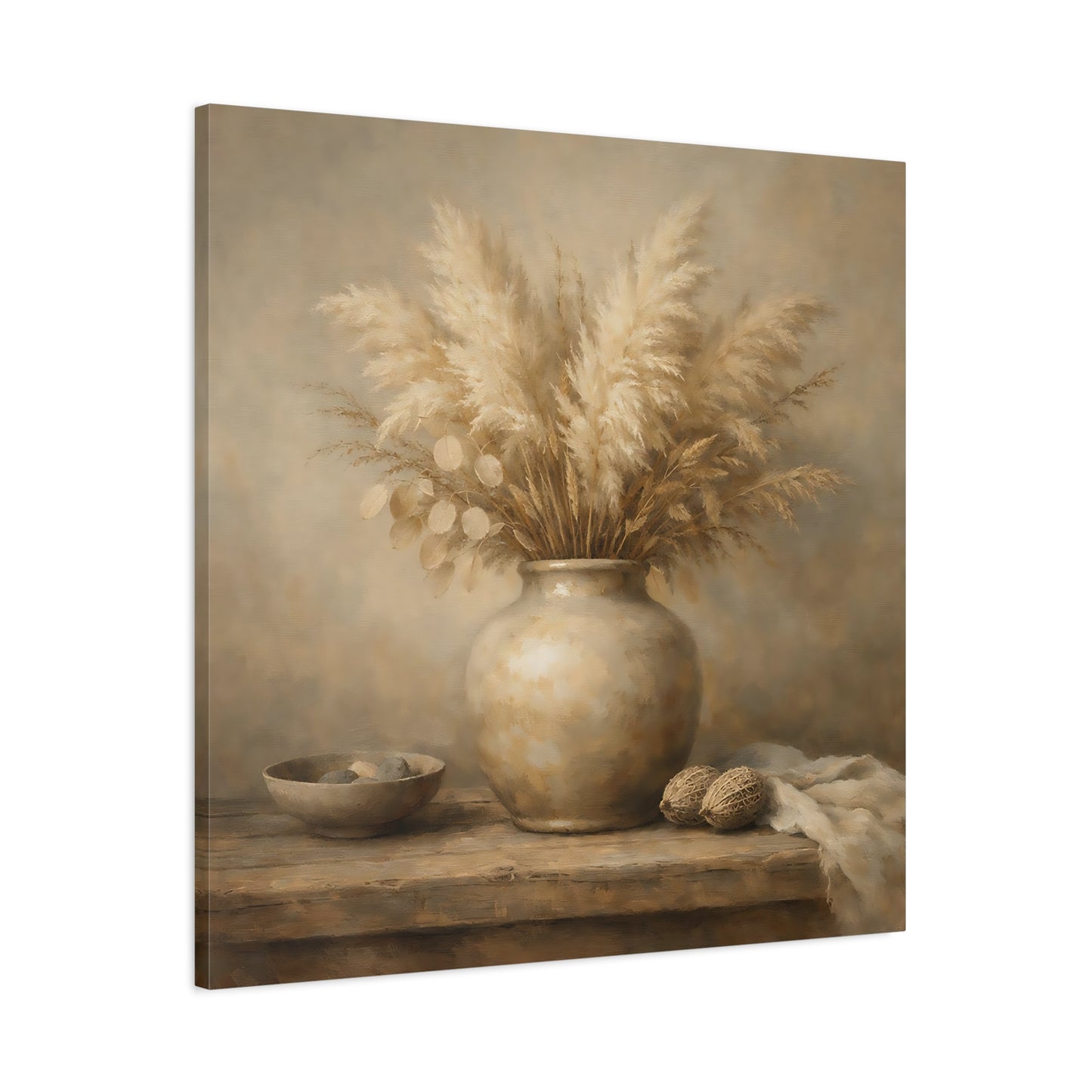 Nature Pampas Grass Brown And Beige - Canvas Wall Art Print