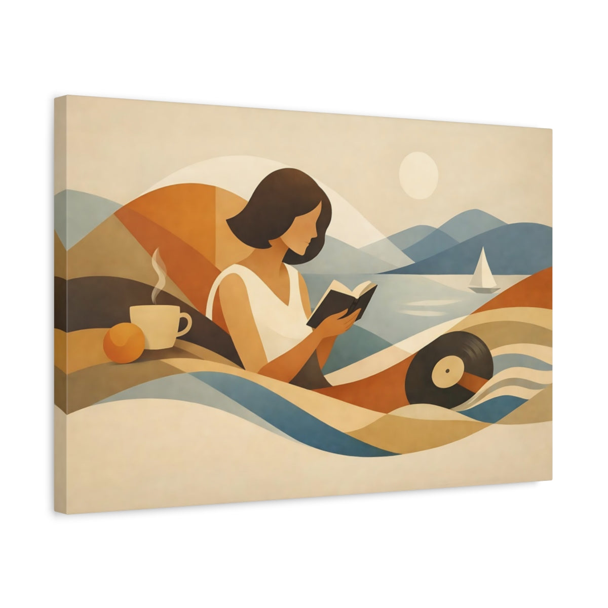 Vintage Abstract Motion Woman Reading Nature - Canvas Wall Art Print
