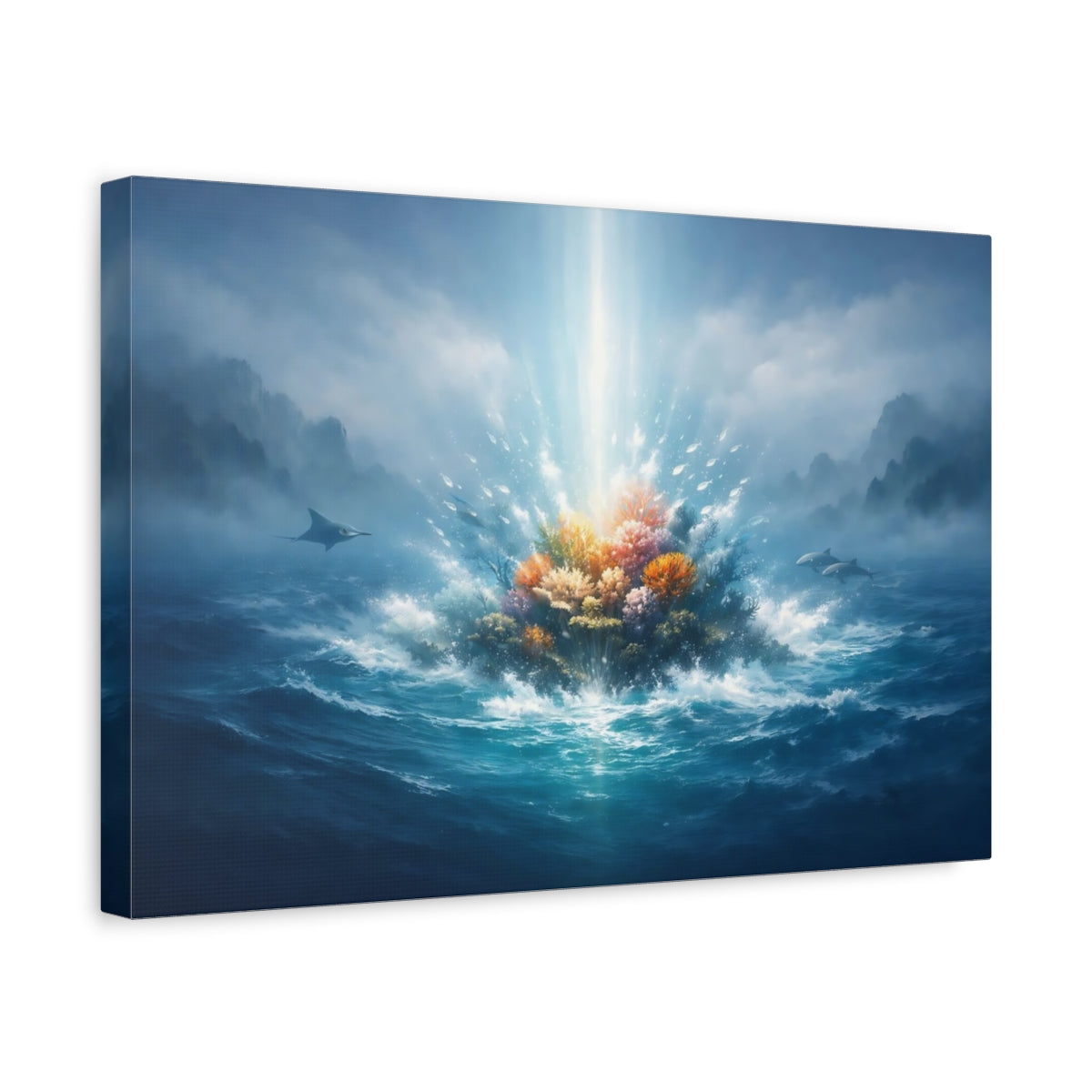 Mist Depth Ocean Bloom Coral Reef Nature - Canvas Wall Art Print