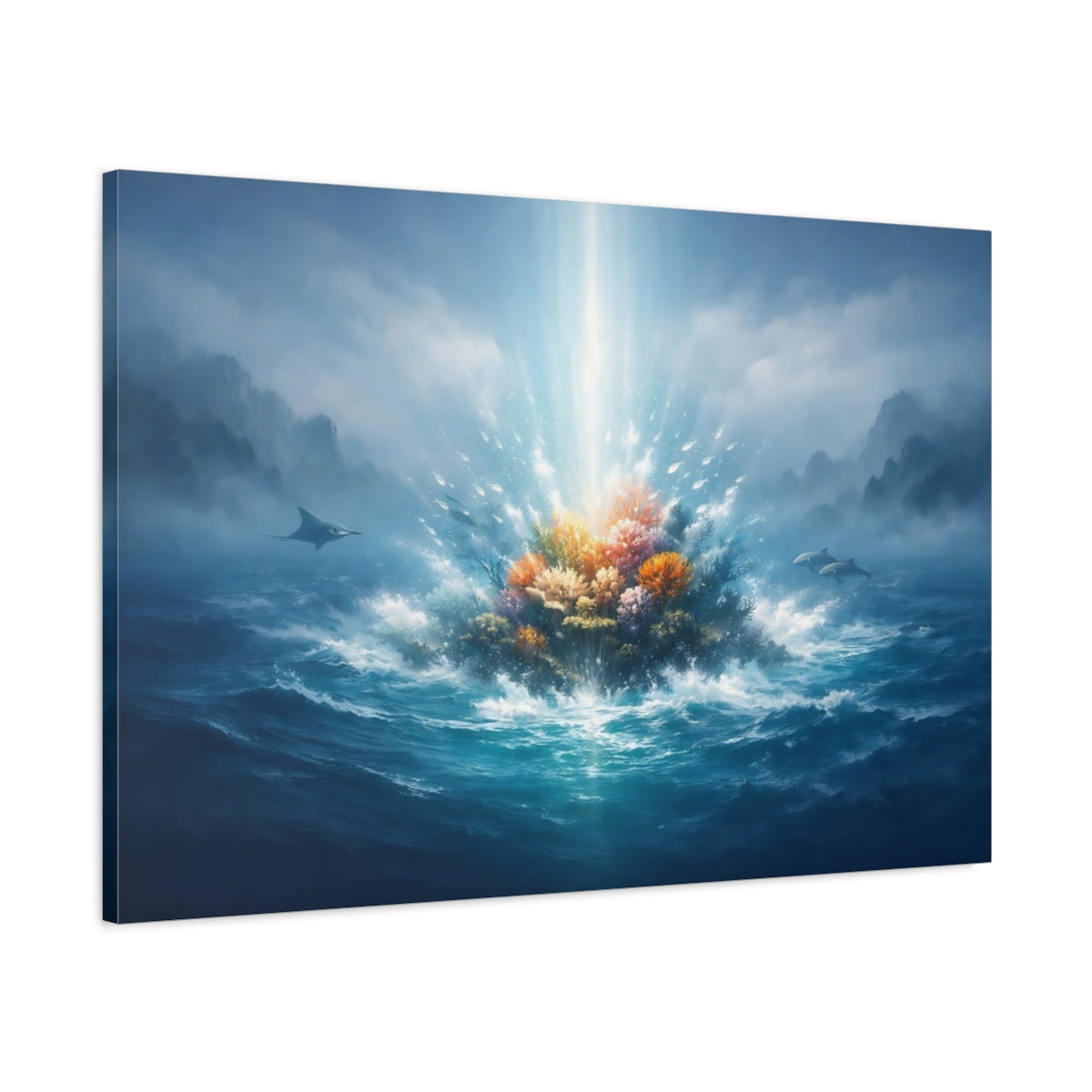Mist Depth Ocean Bloom Coral Reef Nature - Canvas Wall Art Print