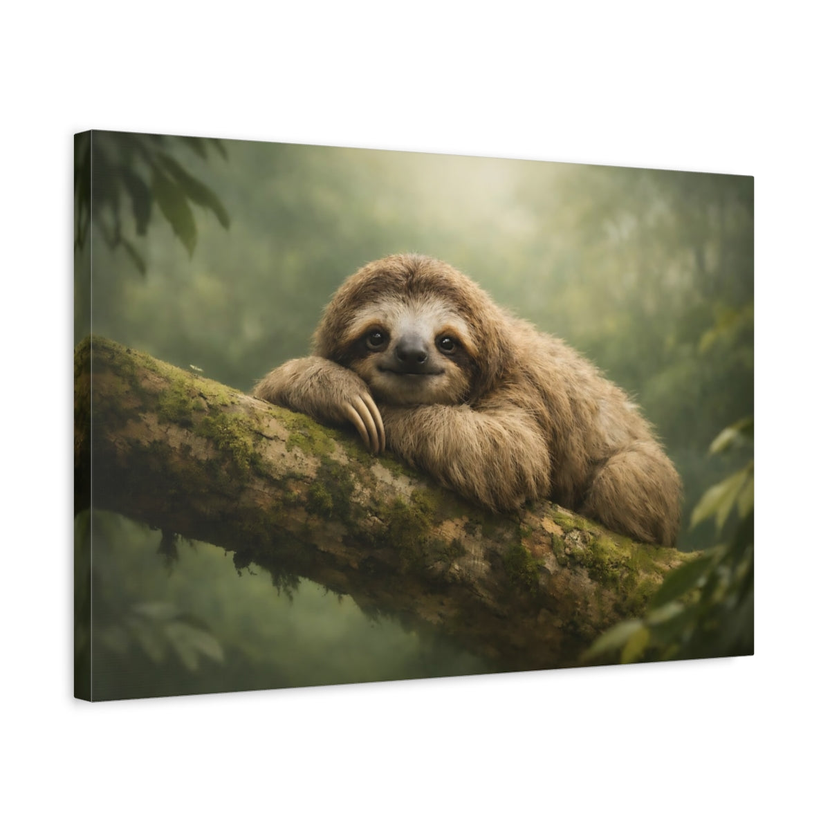 Animals Sloth Brown Green - Canvas Wall Art Print