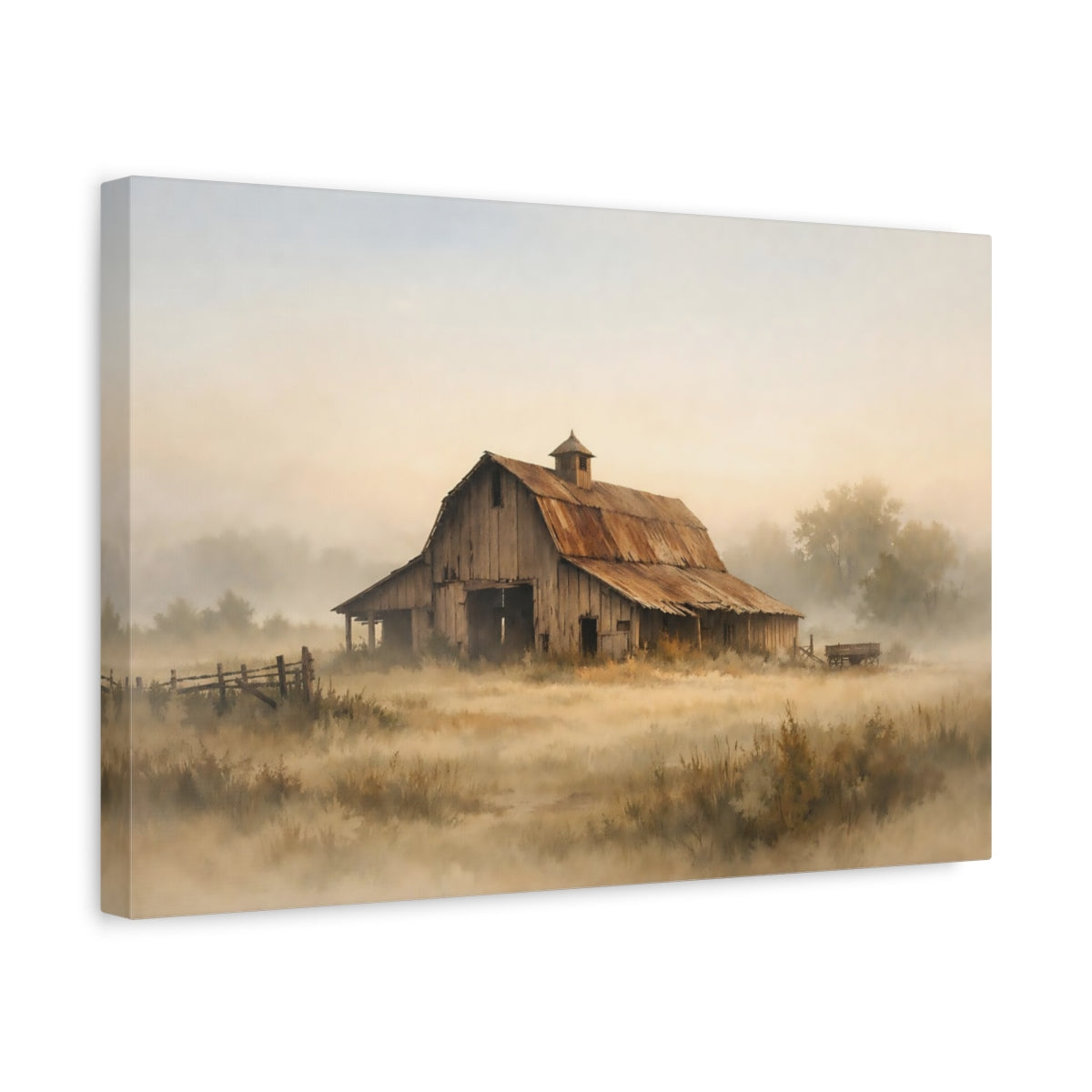 Watercolor Old Barn Rustic Nature - Canvas Wall Art Print