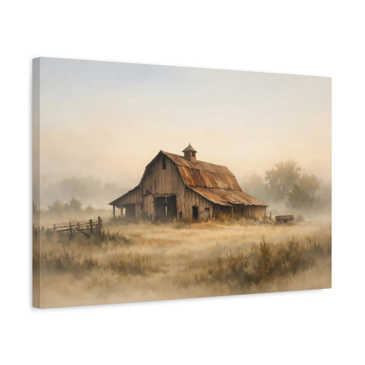 Watercolor Old Barn Rustic Nature - Canvas Wall Art Print