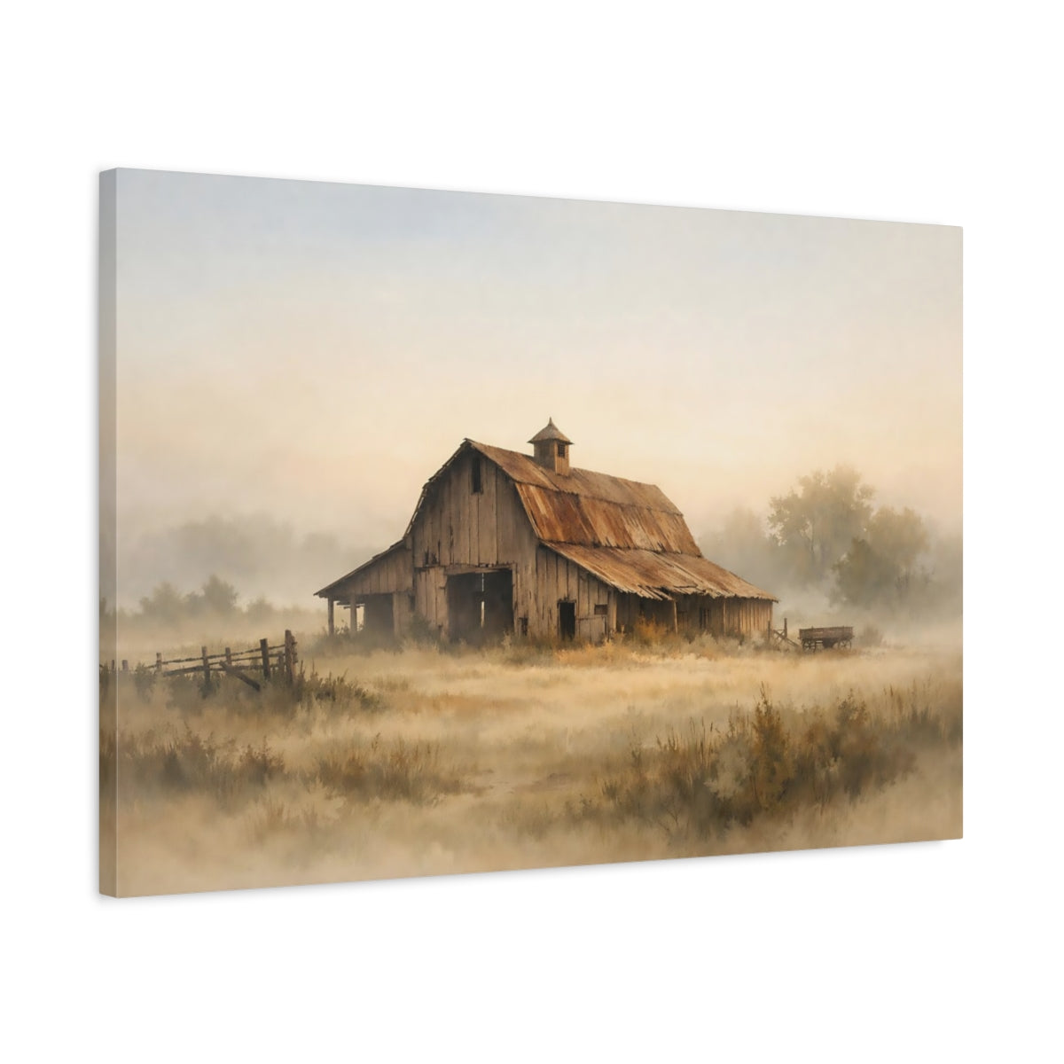 Watercolor Old Barn Rustic Nature - Canvas Wall Art Print