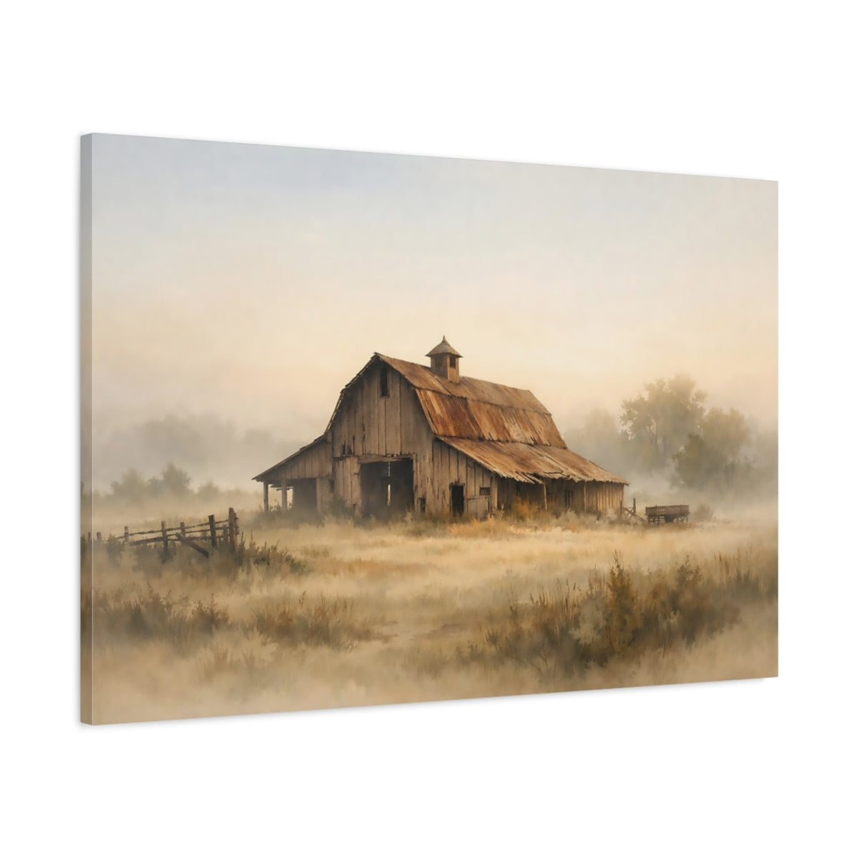 Watercolor Old Barn Rustic Nature - Canvas Wall Art Print