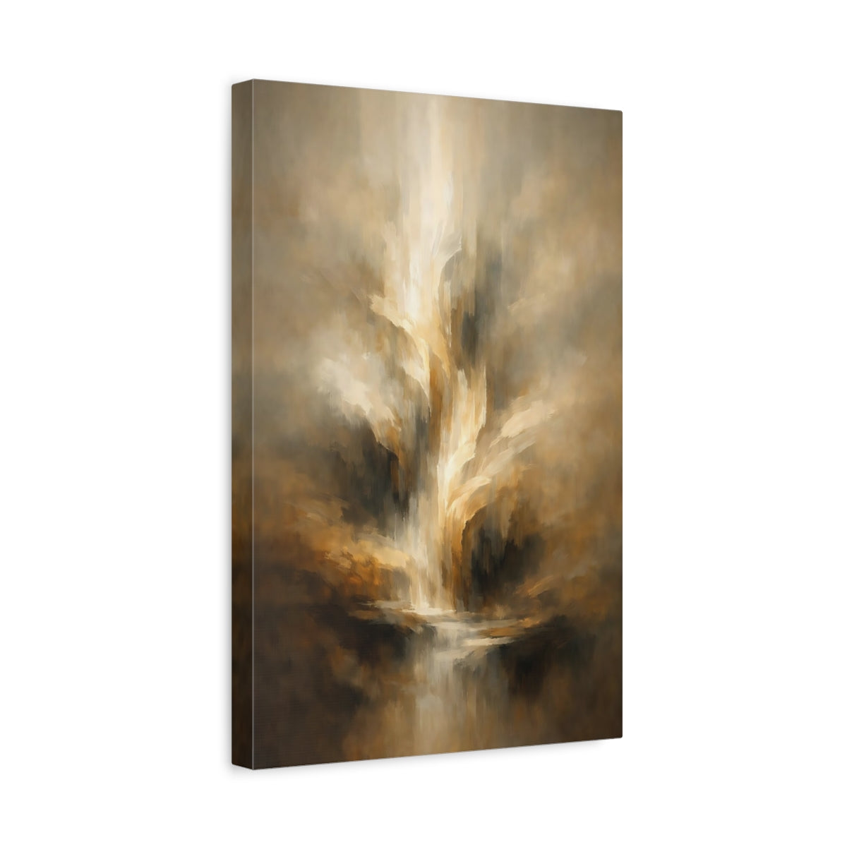 Side Mockup 4. Abstract Abstract Flow Abstract Golden Flow shown as stretched canvas wall art