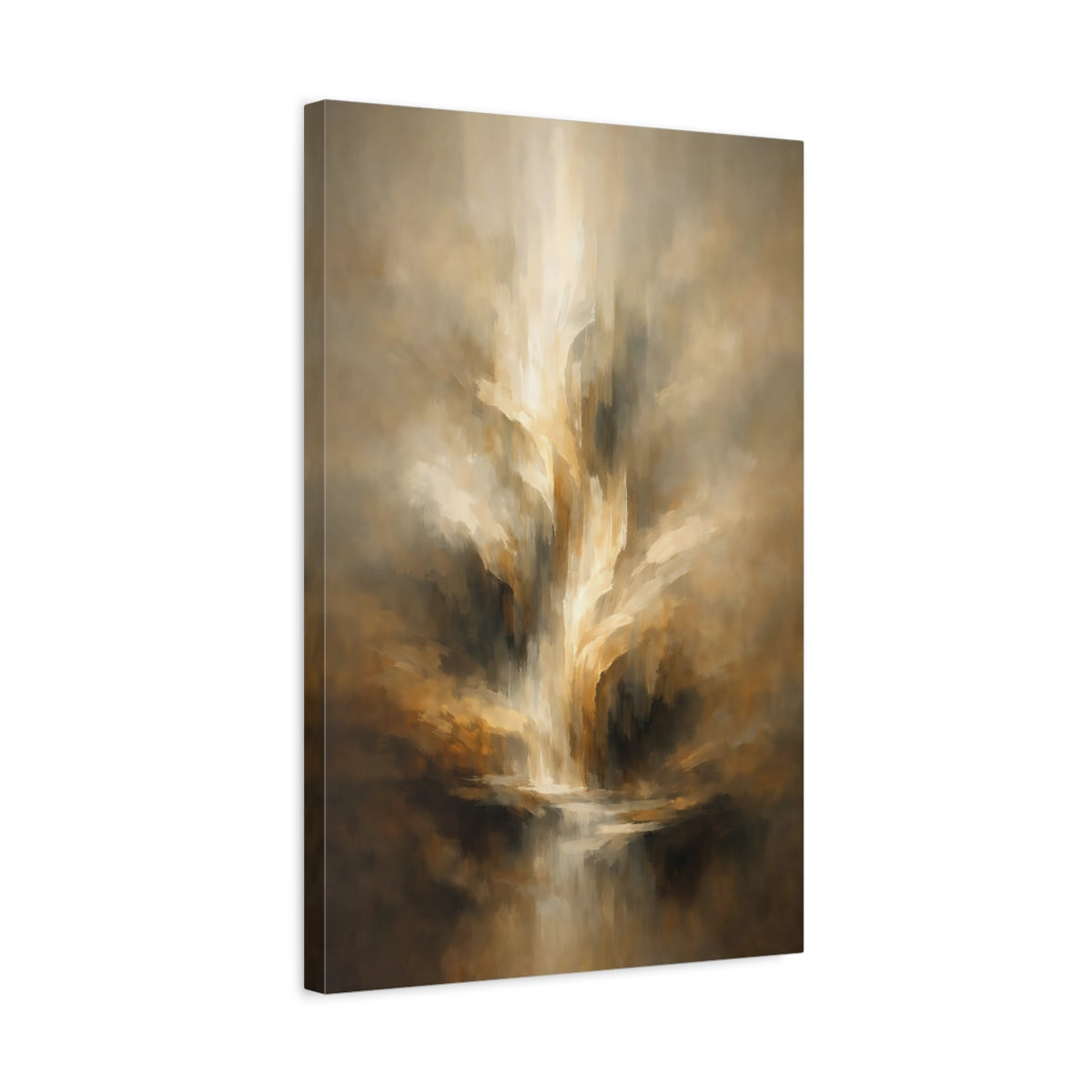 Side Mockup 3. Abstract Abstract Flow Abstract Golden Flow shown as stretched canvas wall art