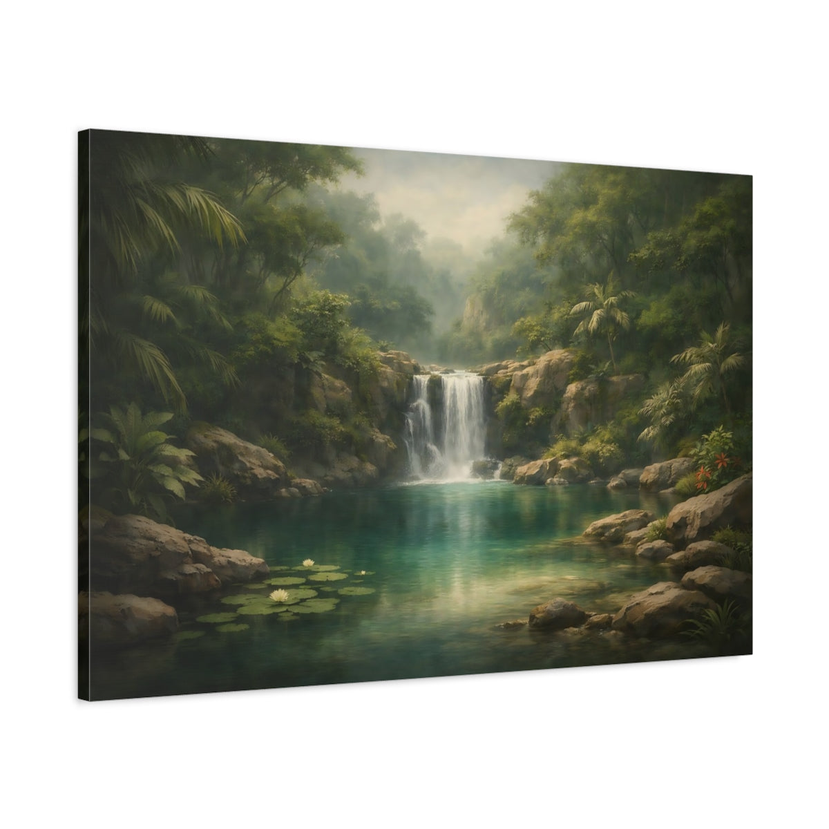 Nature Waterfall Tropical - Canvas Wall Art Print