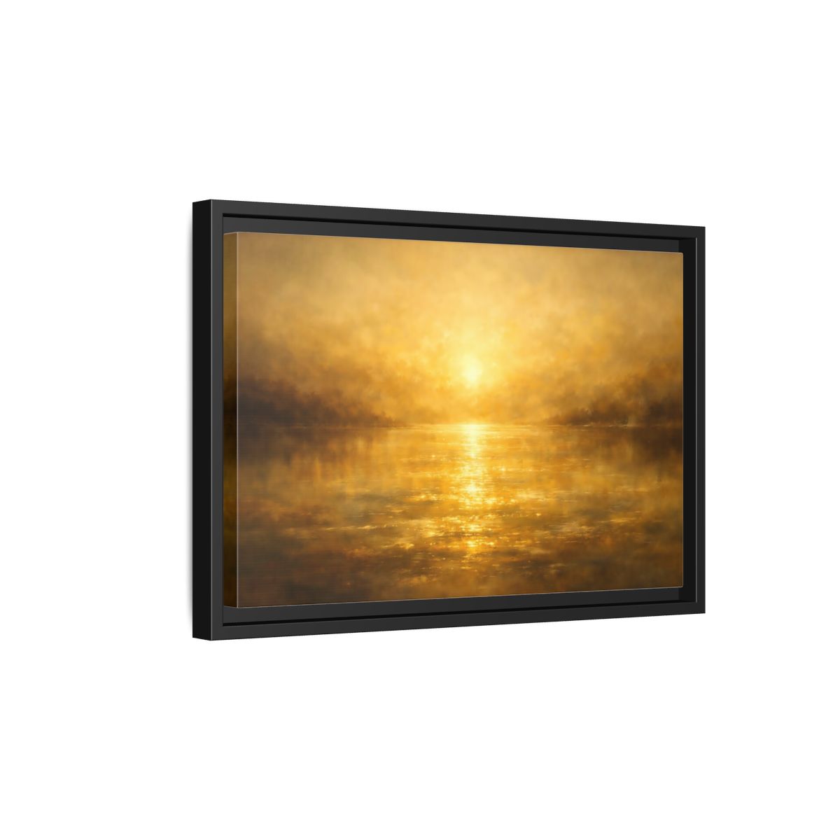 Side Mockup 2. Vintage Golden Water shown as stretched canvas wall art