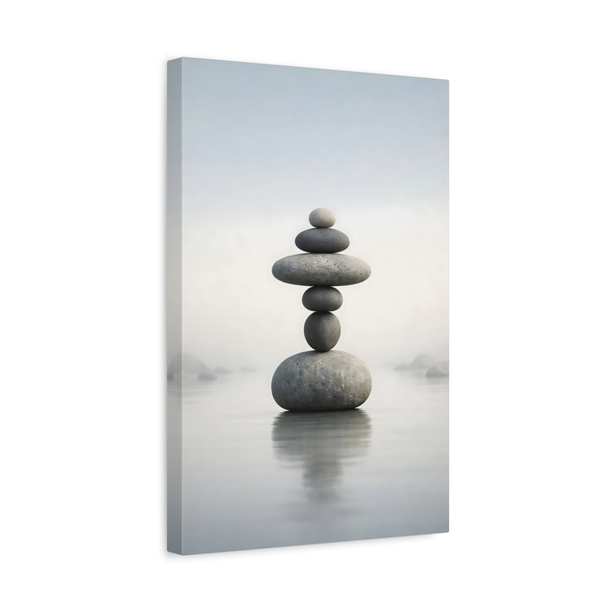 Nature Stacked Stones Gray - Canvas Wall Art Print