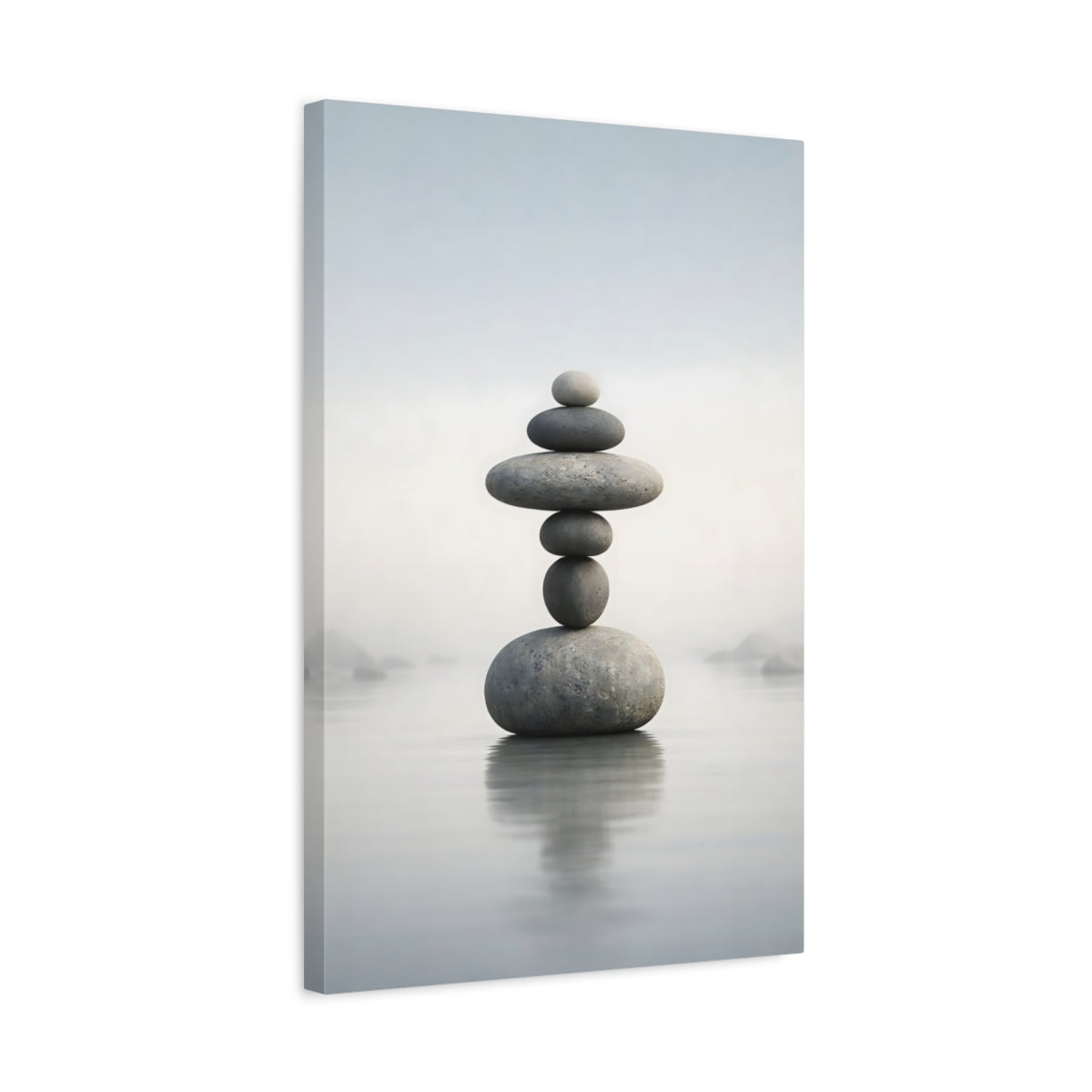 Nature Stacked Stones Gray - Canvas Wall Art Print