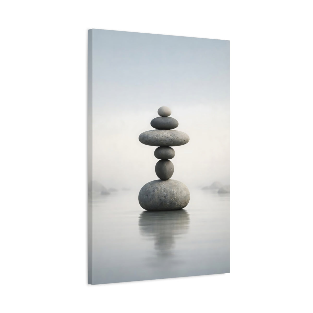 Nature Stacked Stones Gray - Canvas Wall Art Print