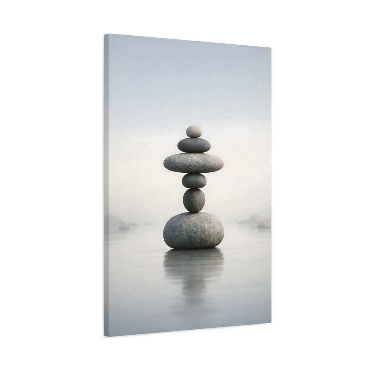 Nature Stacked Stones Gray - Canvas Wall Art Print