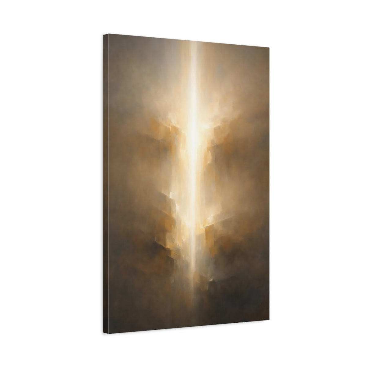 Side Mockup 2. Abstract Ethereal Light Golden Light Abstract shown as stretched canvas wall art