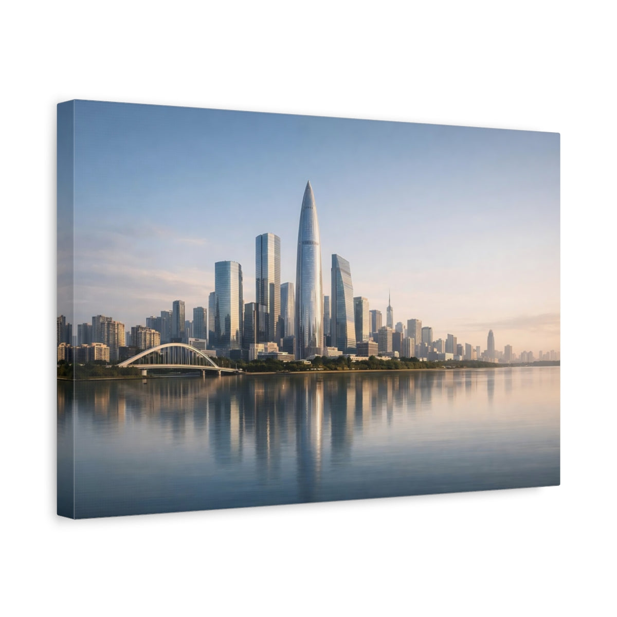 Contemporary Neutral City Skyline Science Fiction - Canvas Wall Art Print