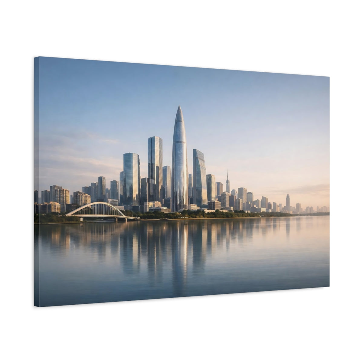 Contemporary Neutral City Skyline Science Fiction - Canvas Wall Art Print