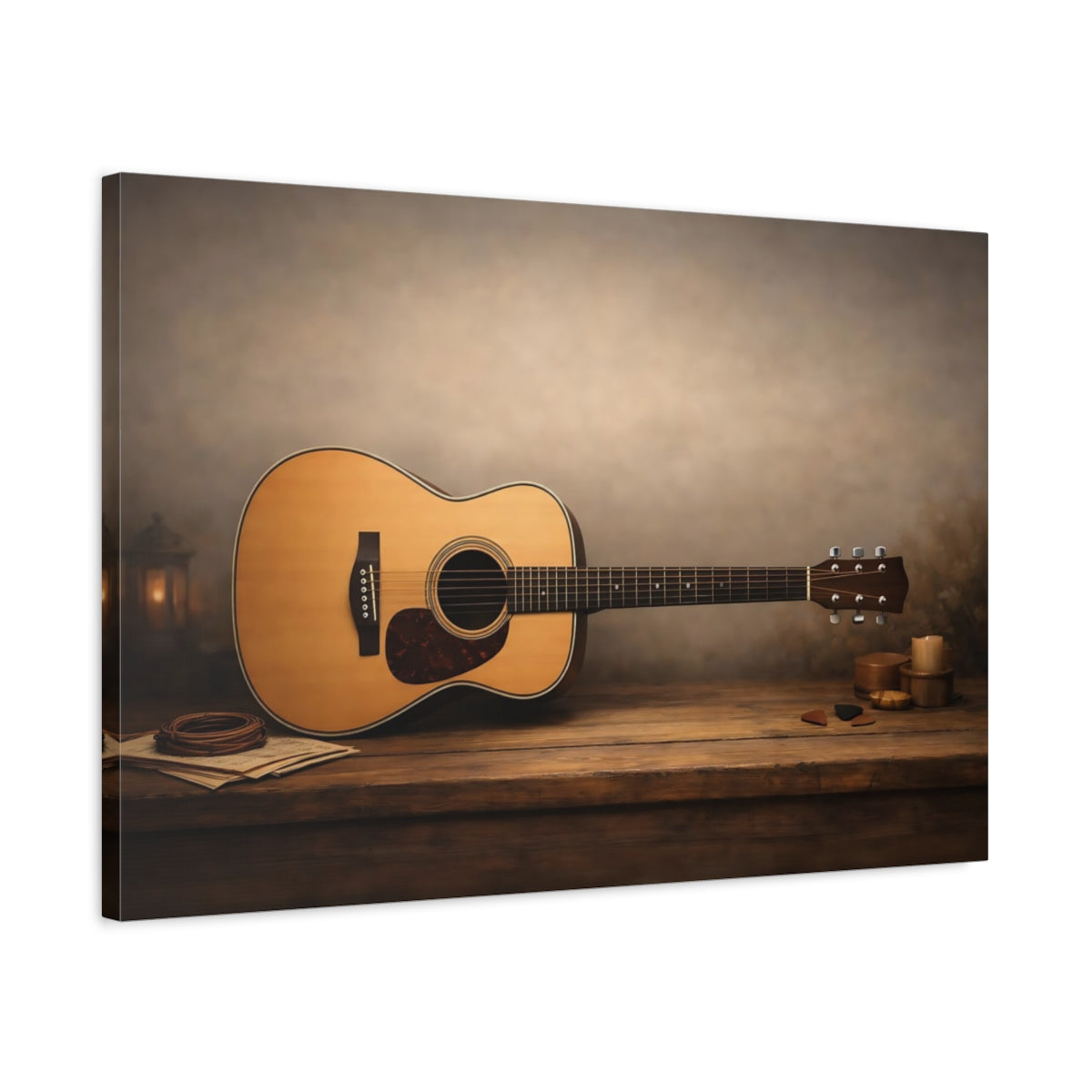 Light Balance Acoustic Guitar Vintage - Canvas Wall Art Print