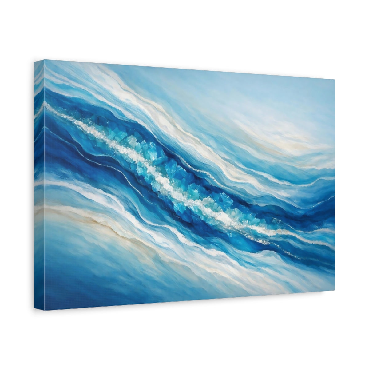 Nature Ice Crystals Blue - Canvas Wall Art Print
