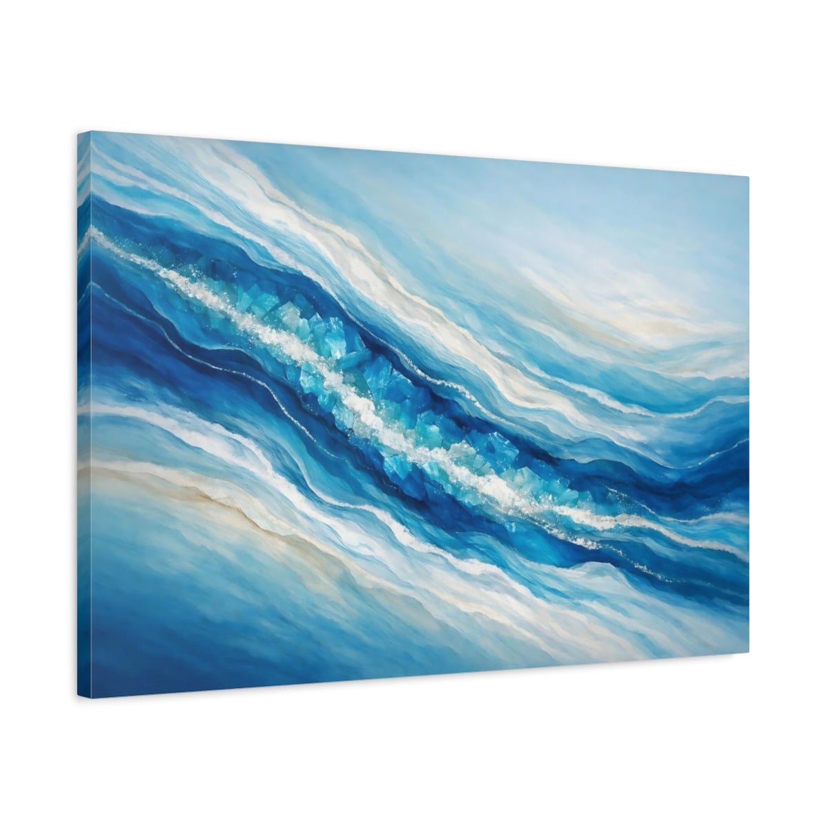 Nature Ice Crystals Blue - Canvas Wall Art Print