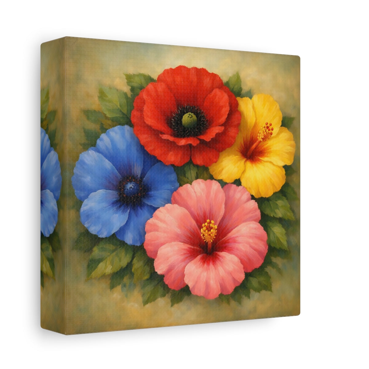 Side Mockup 1. Floral Vibrant Flowers Colorful Floral shown as stretched canvas wall art