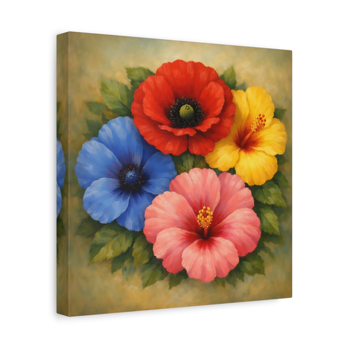 Side Mockup 8. Floral Vibrant Flowers Colorful Floral shown as stretched canvas wall art