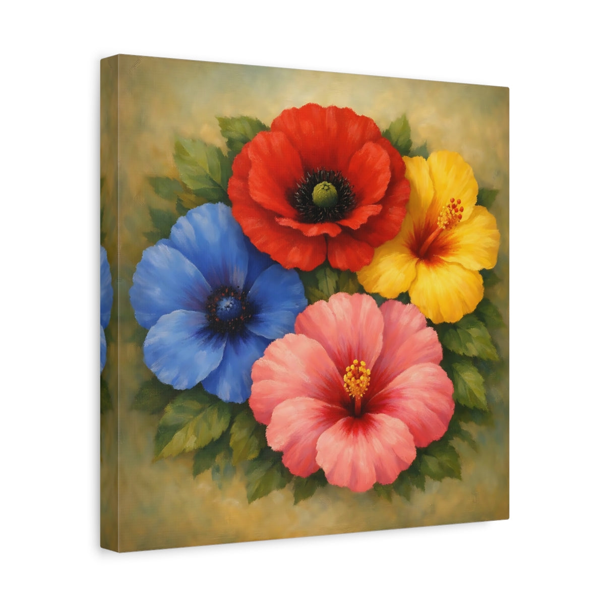 Side Mockup 7. Floral Vibrant Flowers Colorful Floral shown as stretched canvas wall art