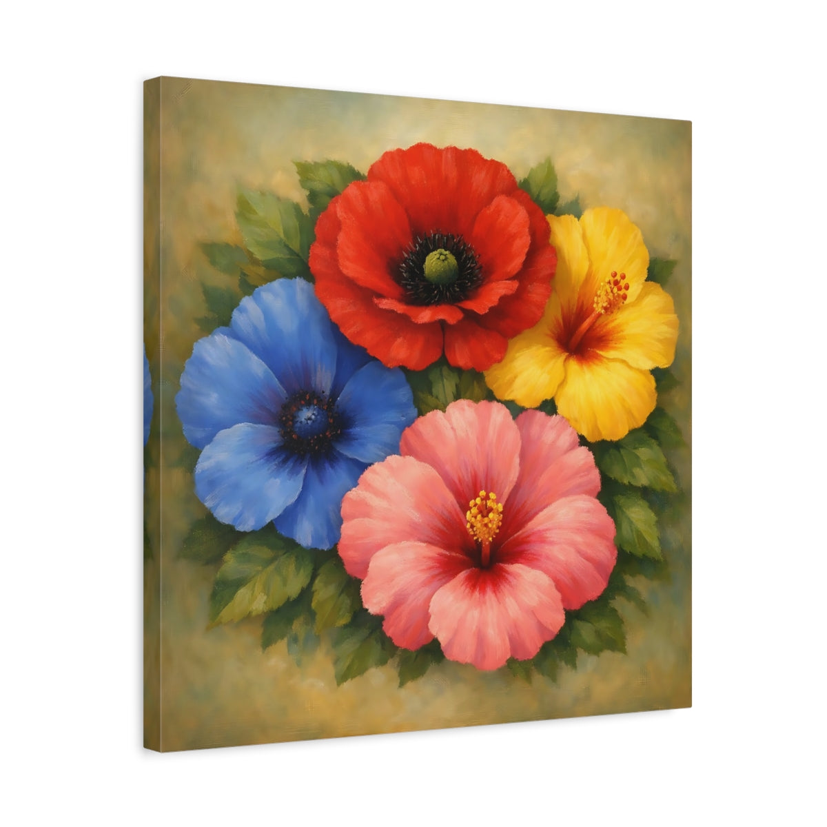 Side Mockup 5. Floral Vibrant Flowers Colorful Floral shown as stretched canvas wall art