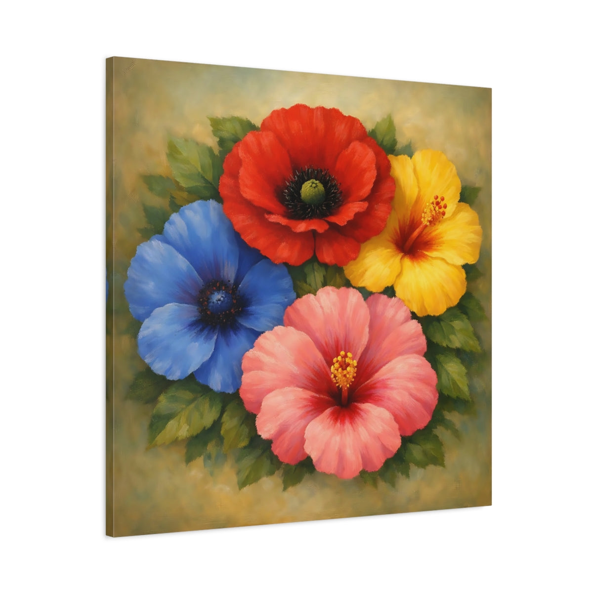 Side Mockup 2. Floral Vibrant Flowers Colorful Floral shown as stretched canvas wall art