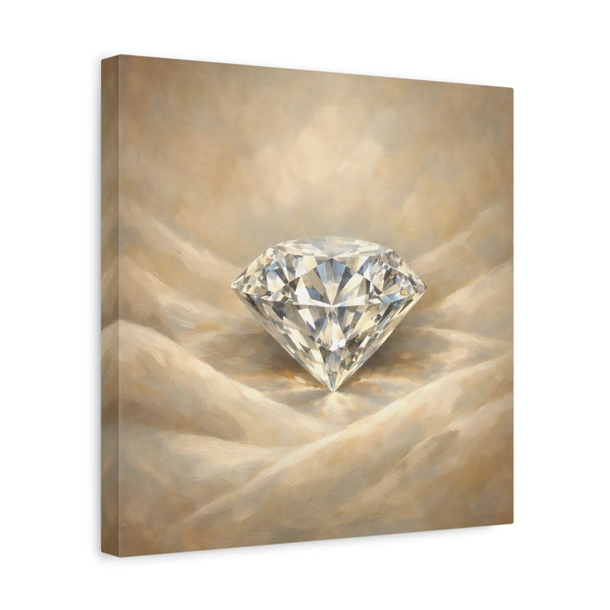Side Mockup 7. Abstract Diamond Gold Diamond shown as stretched canvas wall art