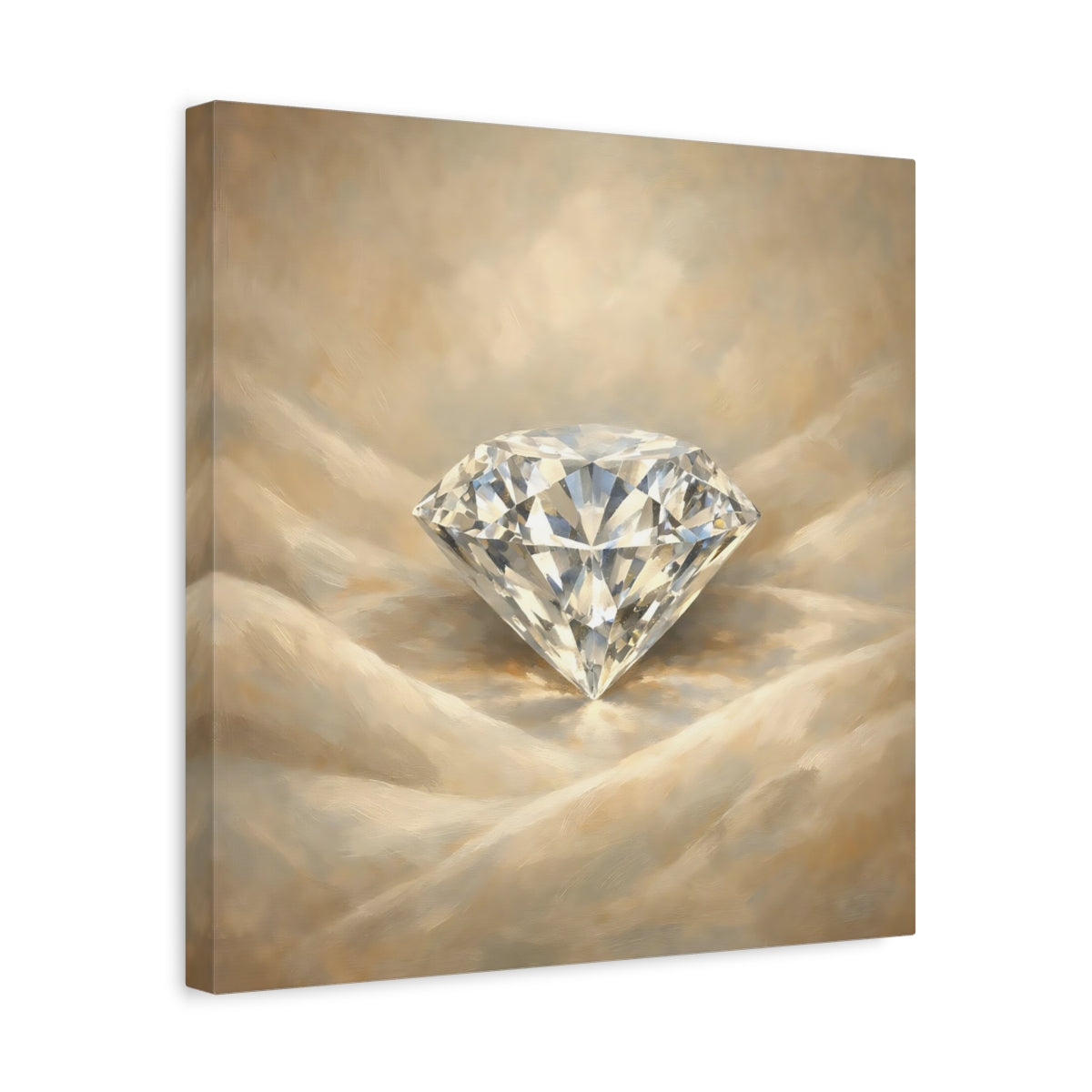 Side Mockup 6. Abstract Diamond Gold Diamond shown as stretched canvas wall art