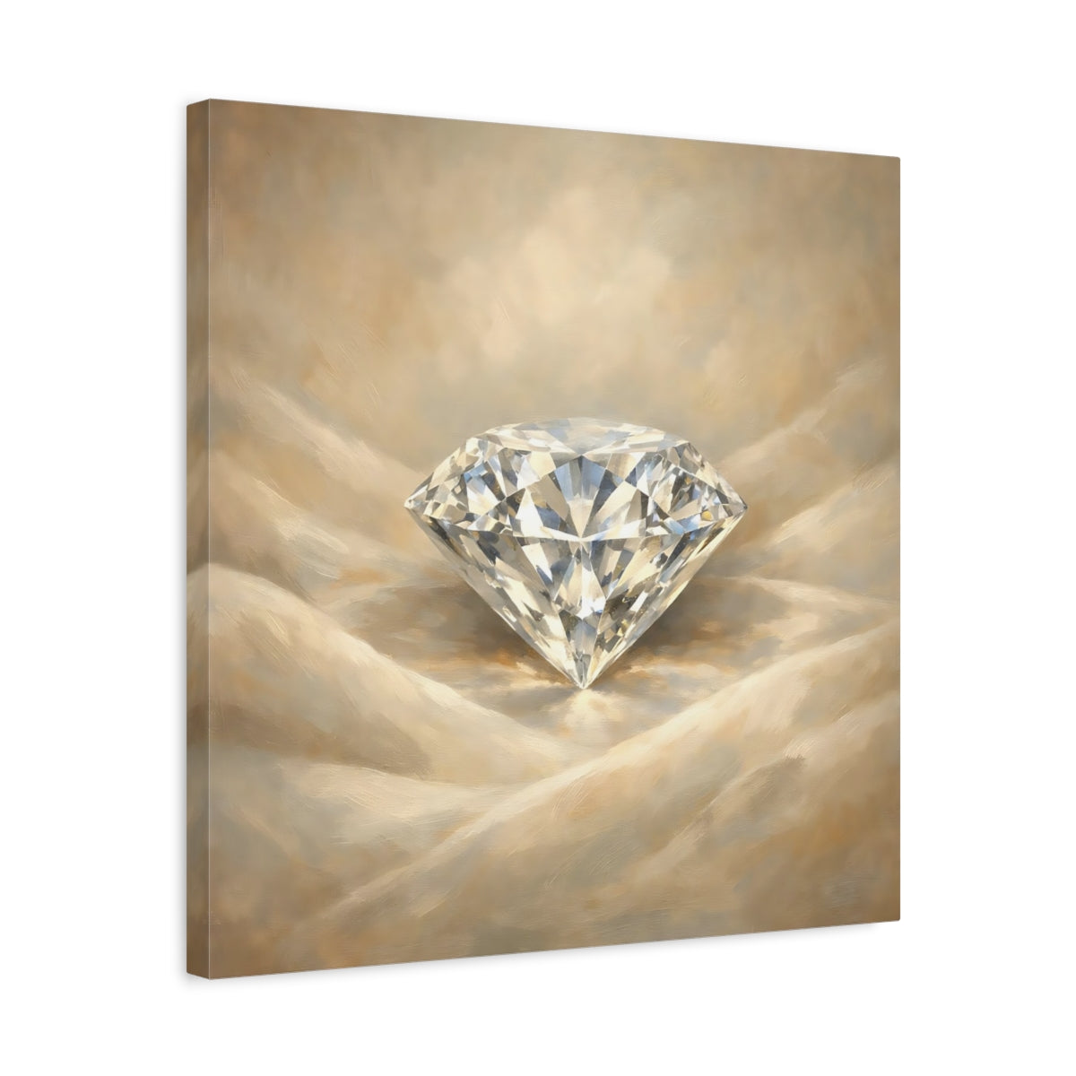 Side Mockup 5. Abstract Diamond Gold Diamond shown as stretched canvas wall art