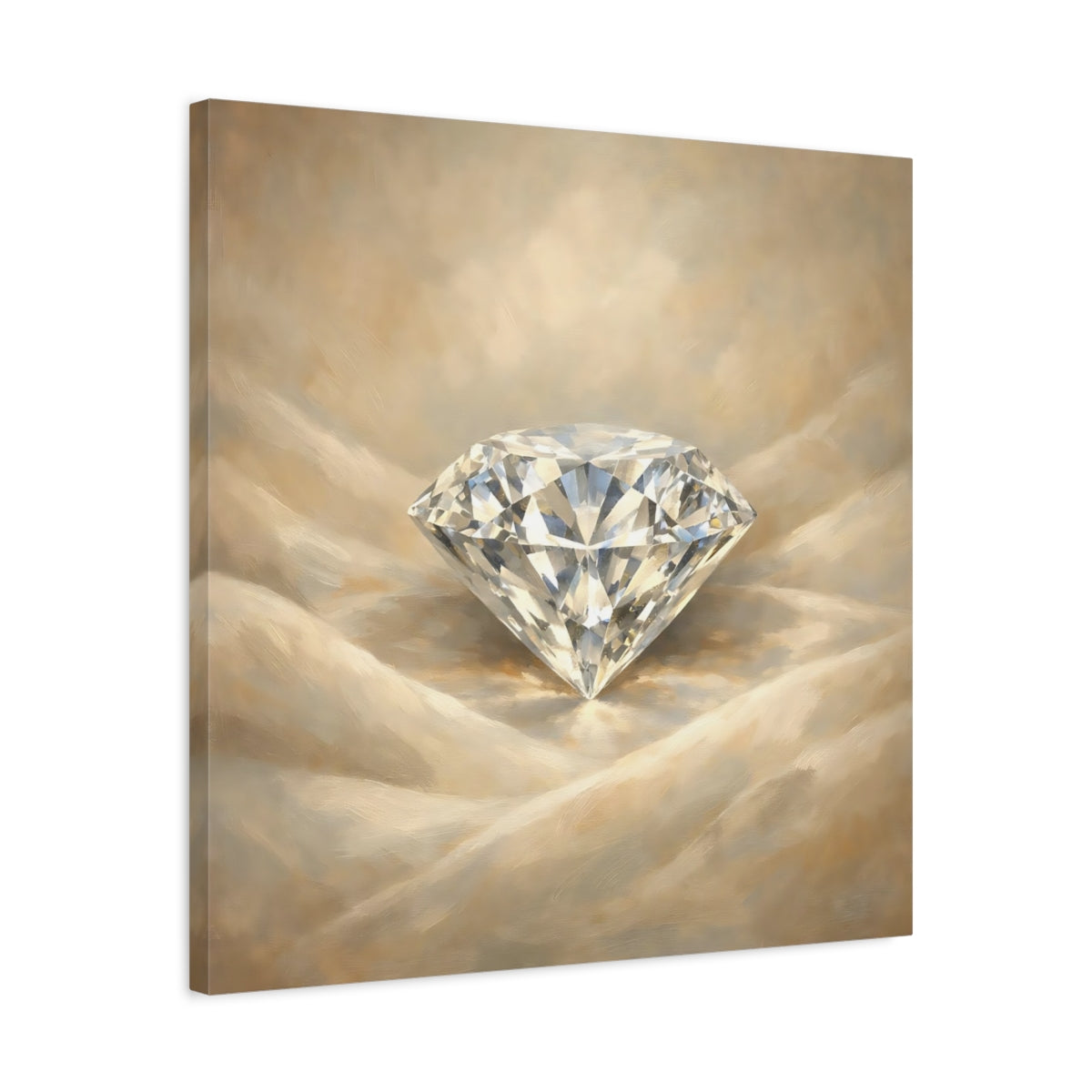 Side Mockup 4. Abstract Diamond Gold Diamond shown as stretched canvas wall art