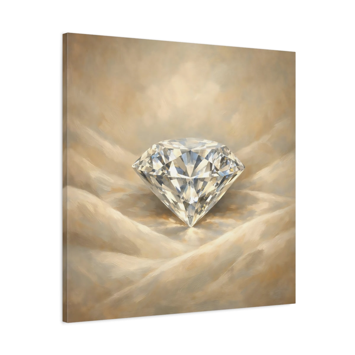 Side Mockup 3. Abstract Diamond Gold Diamond shown as stretched canvas wall art
