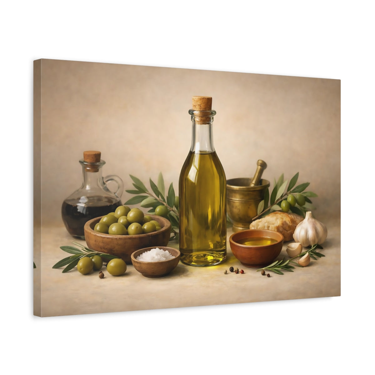 Geometric Olive Oil Nature - Canvas Wall Art Print