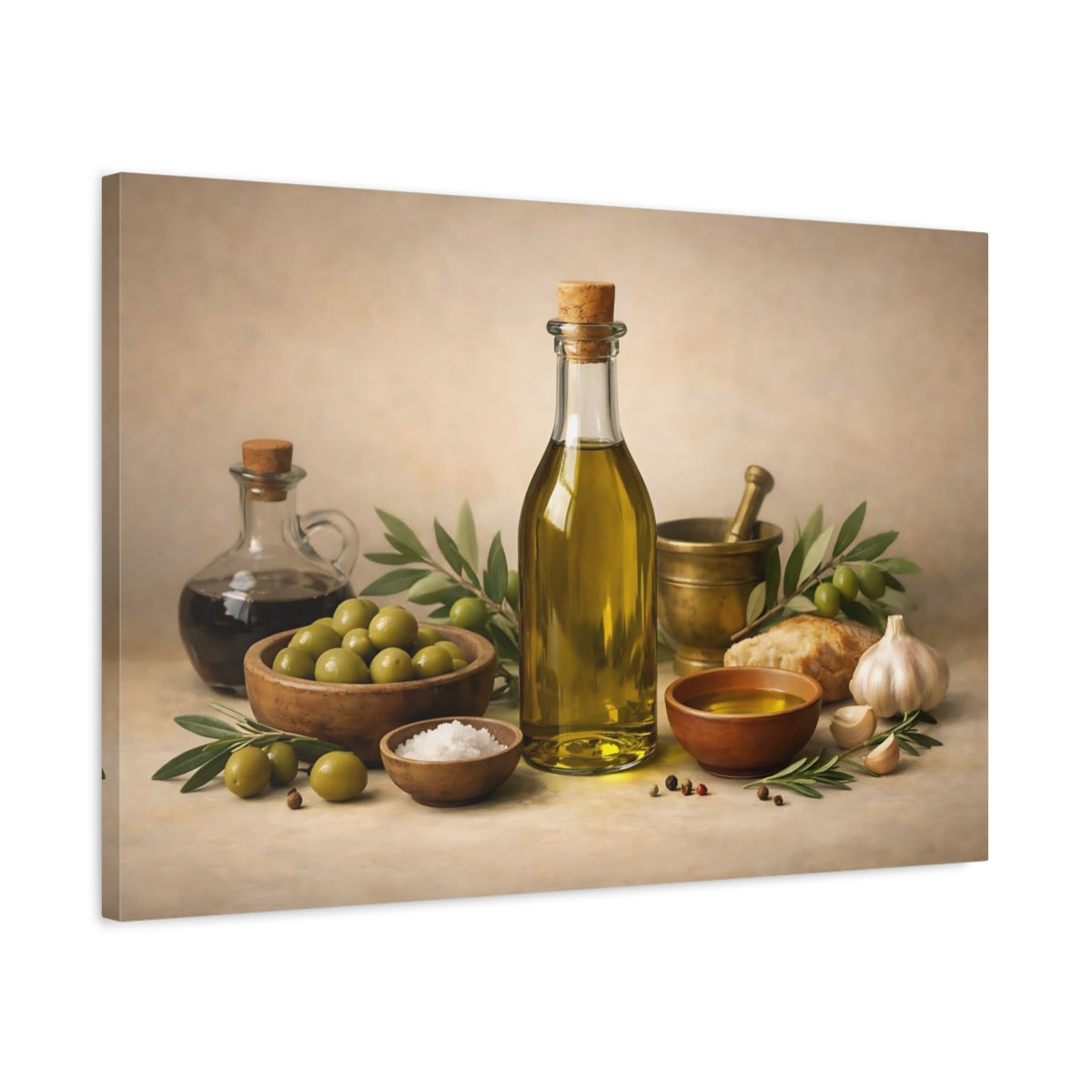 Geometric Olive Oil Nature - Canvas Wall Art Print